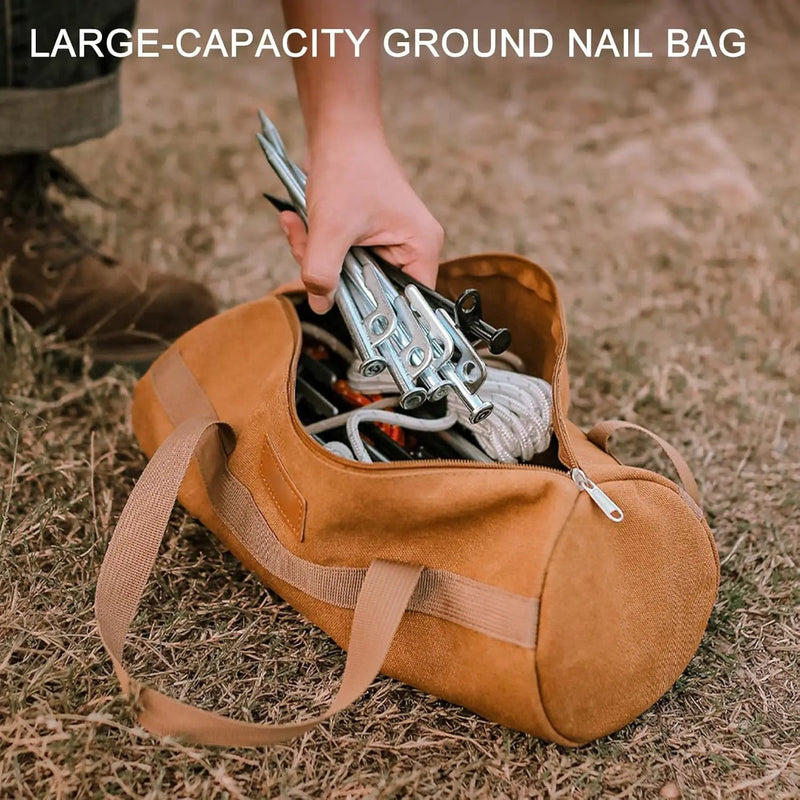 ECOTREK Canvas Tent Stake Bag – Portable Camping Peg & Hammer Storage Bag AYH11101 by ECOTREK