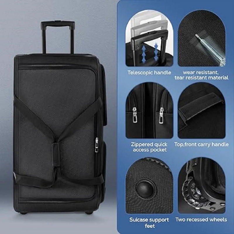 Ecotrek Rolling Duffle Bag with Wheels and Handle | Expandable Waterproof Trolley Travel Bag CP1228 by ECOTREK