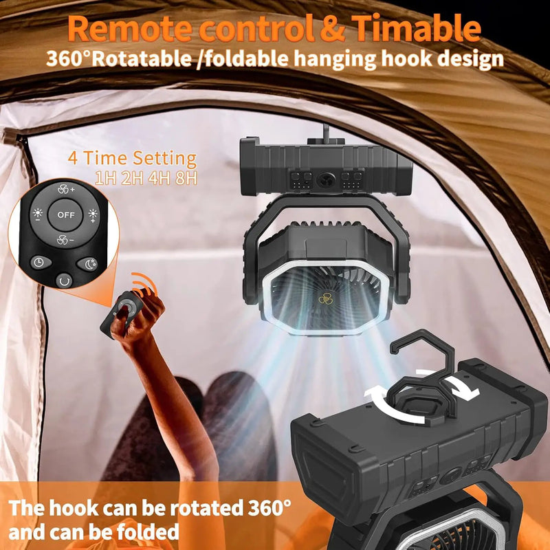 Portable Tent Camping Fan Desk Fan LED Lantern by salelink.co.nz