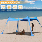 Beach Canopy with 4 Aluminium Poles – UPF 50+ Large Portable Sun Shelter (300 × 300 cm) ZYDZ6024 by ECOTREK