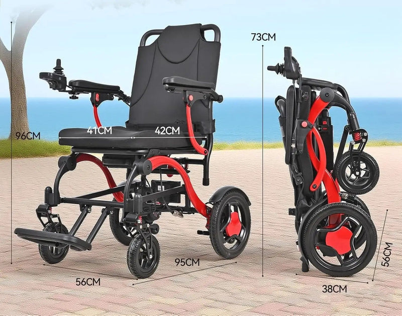 Kiwi eRide Kiwi eRide Ultra light Folding Electric Wheelchair With Joystick Control MK9005 Red Ultra light Folding Electric Wheelchair With Joystick Control MK9005 Red