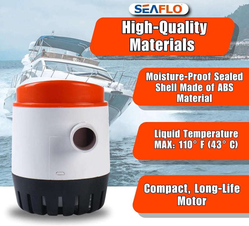 12V 1100GPH Seaflo Automatic Submersible Bilge Pump by salelink.co.nz
