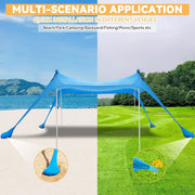 Beach Canopy with 4 Aluminium Poles – UPF 50+ Large Portable Sun Shelter (300 × 300 cm) ZYDZ6024 by ECOTREK