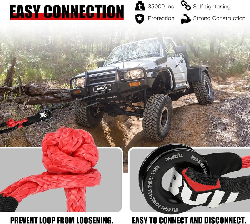X-BULL Soft Shackle Synthetic Rope Recovery Snatch Ring Block Pulley 35000LBS by salelink.co.nz