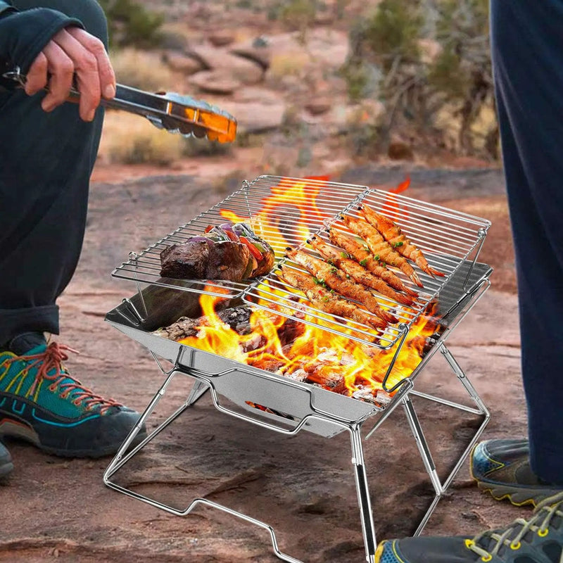 Folding BBQ Campfire Grill Barbeque Portable Camping Grill by salelink.co.nz