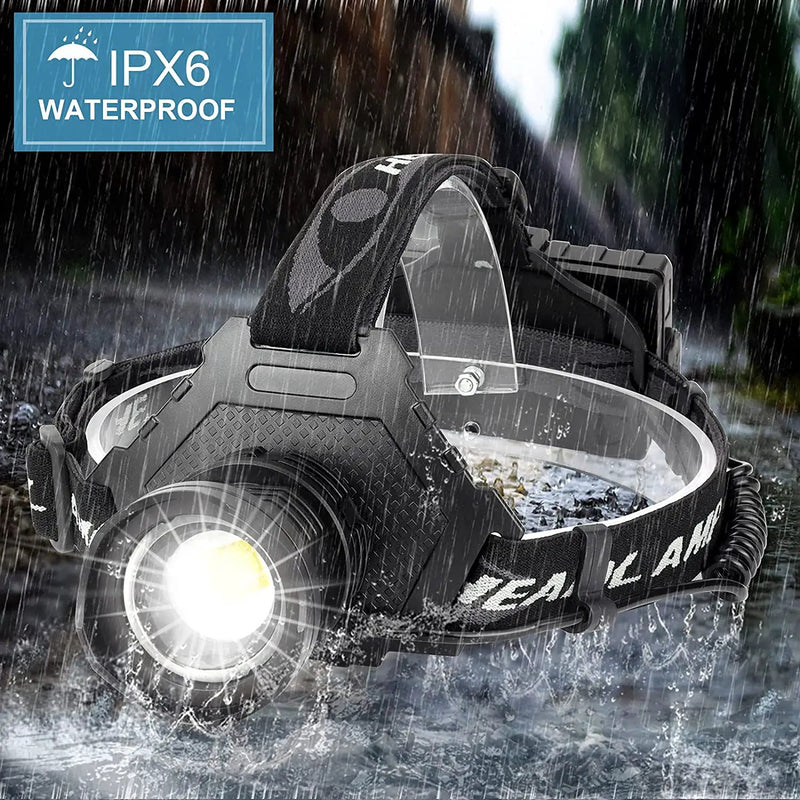 Headlamps XHP70 Super Bright Waterproof 3 x 18650 Batteris Adjustable Focus by dealonline.co.nz