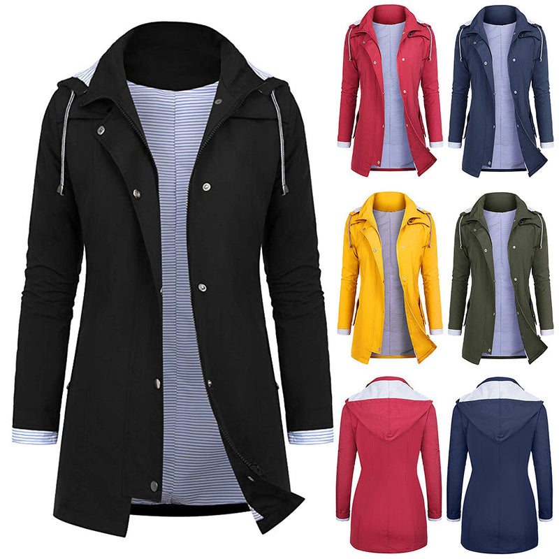 Womens Lightweight Waterproof Rain Jacket With Packable Hooded Shell