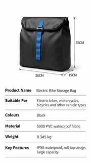 ECOTREK Bike Bags Waterproof Roll-Top Bag for E-Bikes, Motorcycles & Bicycles XY13451 Waterproof Roll-Top Bag for E-Bikes, Motorcycles & Bicycles XY13451
