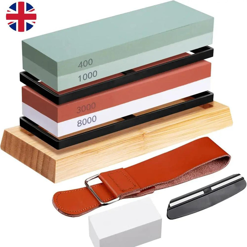 Knife Sharpening Stone Kit 4001000 30008000 Grit Double Sided Whetstone WBase - Corundum by China Dropship