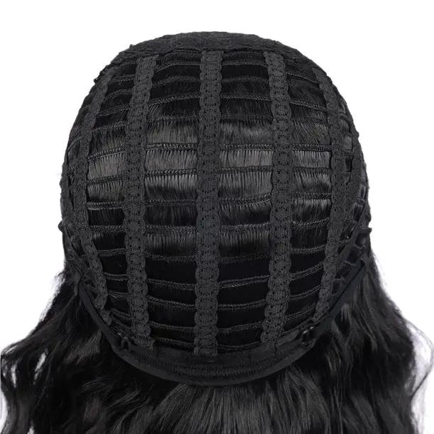 Women Mid Wig with Hat Blond Synthetic Hair Full Wigs High Quality by dealonline.co.nz