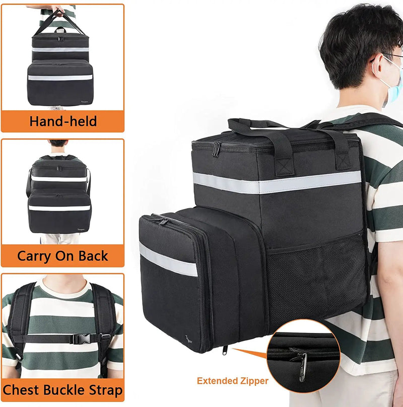 Food Delivery Backpack, Expandable Insulated Hot Pizza Bags by salelink.co.nz