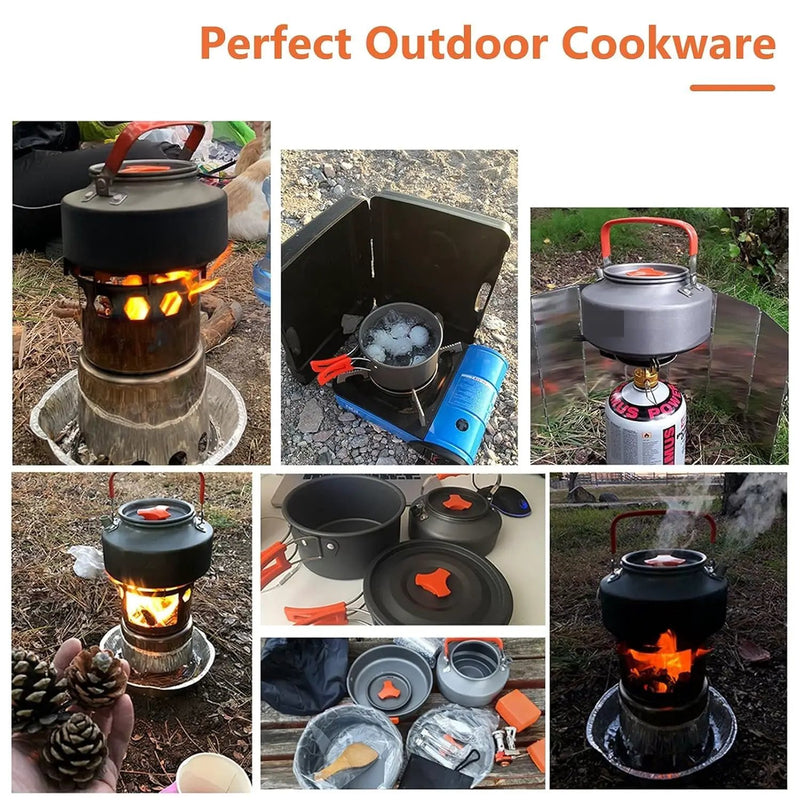 Ecotrek Portable Integrated Camp Cookware Set - Aluminium Carbide Cookset for Travel, Camping, Hiking, Picnic & BBQs HJ57507 by ECOTREK