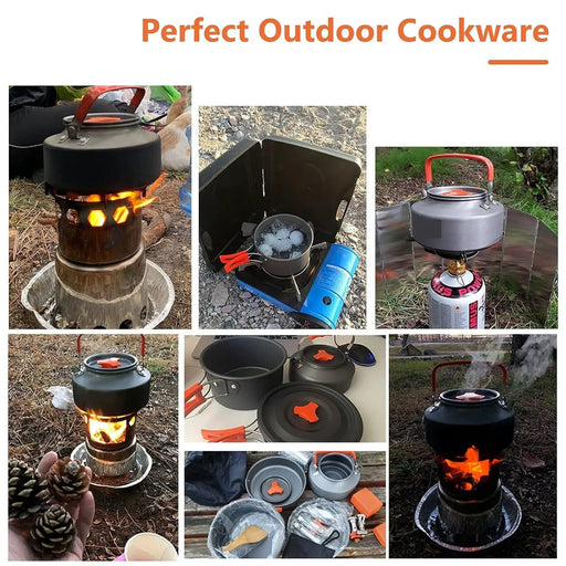 Ecotrek Portable Integrated Camp Cookware Set - Aluminium Carbide Cookset for Travel, Camping, Hiking, Picnic & BBQs HJ57507 by ECOTREK