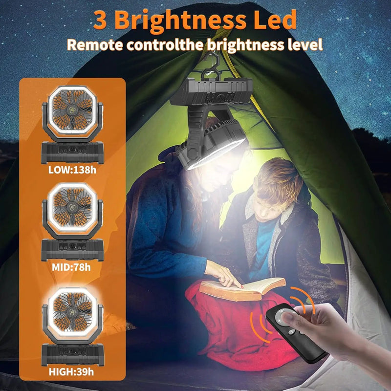 Portable Tent Camping Fan Desk Fan LED Lantern by salelink.co.nz