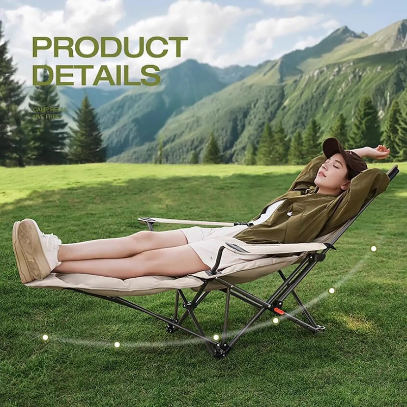 Ecotrek Folding Camping Chair with Footrest & Recline – 2-in-1 Portable Outdoor Chair FY1352 by ECOTREK