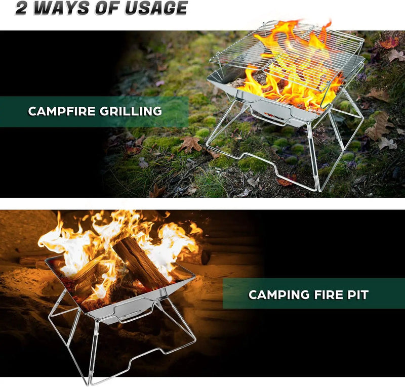 Folding BBQ Campfire Grill Barbeque Portable Camping Grill by salelink.co.nz