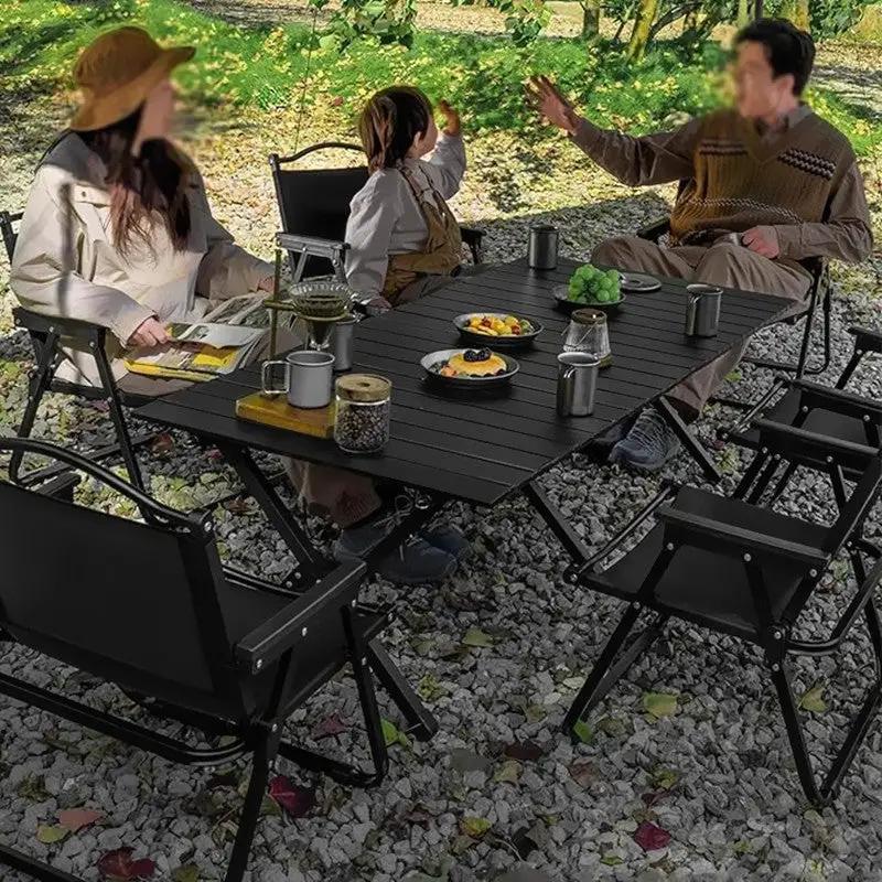 90CM Folding Dining Table Camping Picnic Egg Roll by dealonline.co.nz