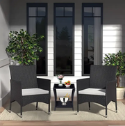 PE/PVC Rattan Patio Chairs & Round Table 3PC Set by dealonline.co.nz