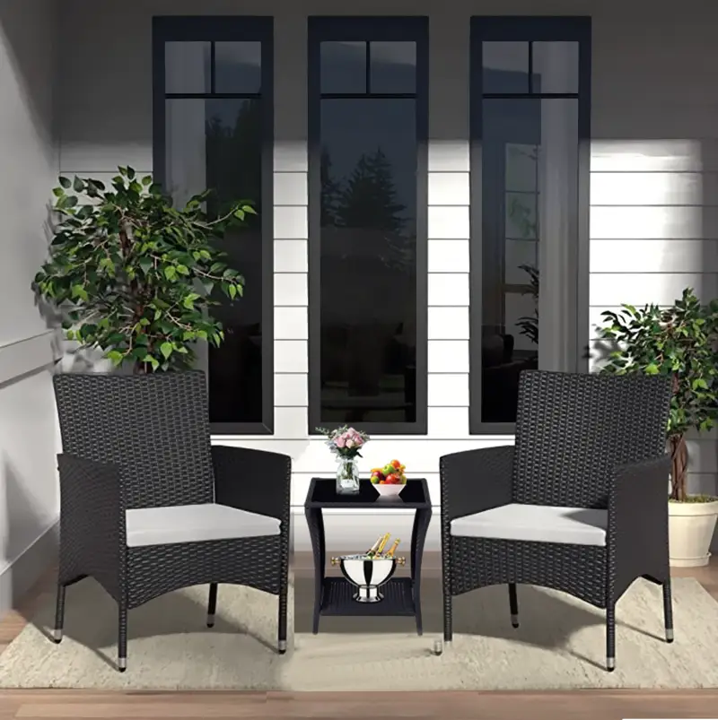 PE/PVC Rattan Patio Chairs & Round Table 3PC Set by dealonline.co.nz