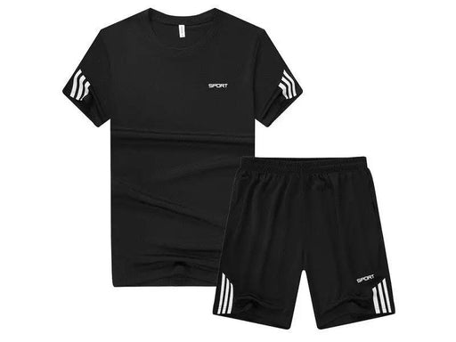 NZ-XL-Mens 2 Piece Outfit Sport Set Short Sleeve Summer Leisure Short Thin Sets by dealonline.co.nz