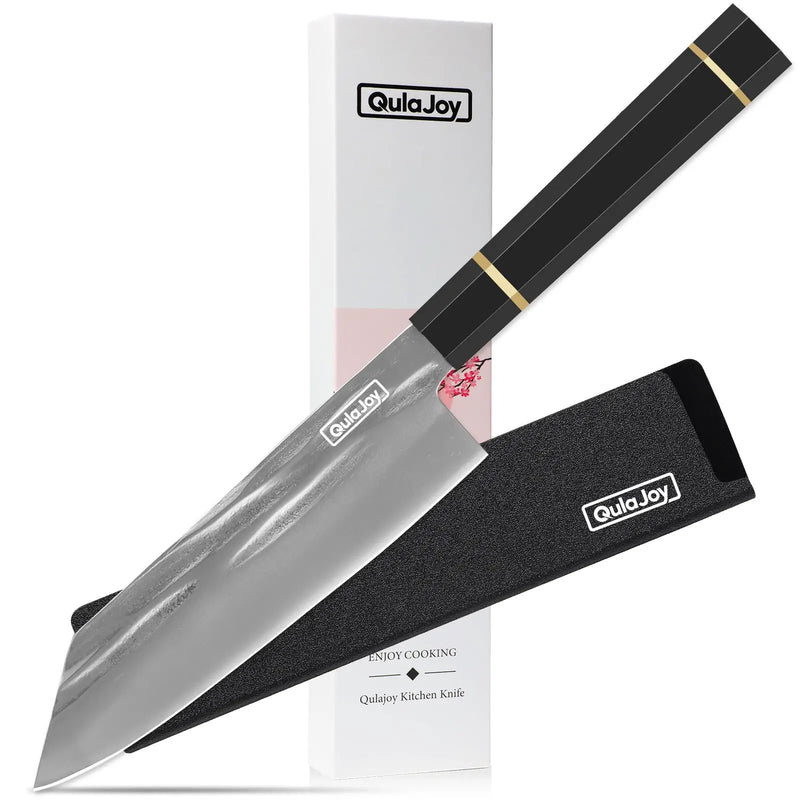 Qulajoy Chef Knife 8 Inch - Hand Forged Swedish Sandvik Steel Gyuto Cooking Knife - Professional Japanese Kitchen Knife - Classic Octagonal Handle - Kiritsuke by China Dropship