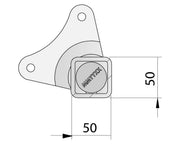 Straight Beam Axle - Tophat Disc - 1750kg - Galvanised design drawing with dimensions of 50mm.
