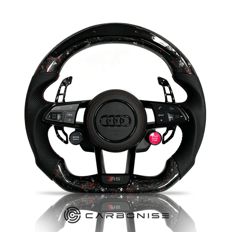Audi Steering Wheel (Forged Carbon Fiber+Perforated Leather) R8 Style #13 by CARBONISE