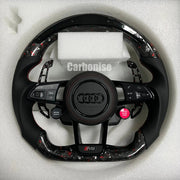 Audi Steering Wheel (Forged Carbon Fiber+Perforated Leather) R8 Style #13 by CARBONISE