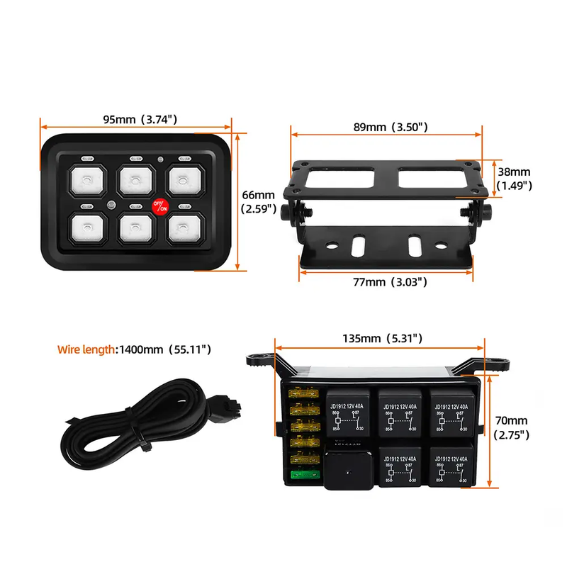 6 Gang Rocker Switch Panel by salelink.co.nz