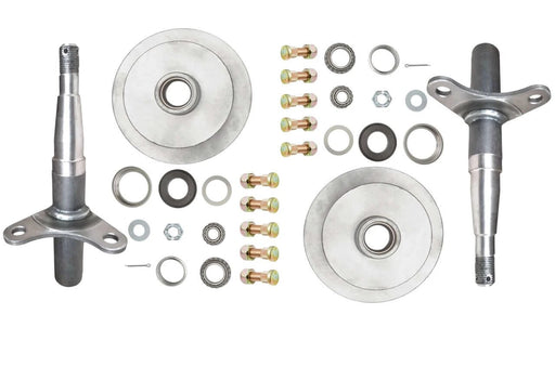 Hub and Stub Kits 1500kg Disc/B Blank components including hubs, axles, bearings, and hardware for trailer axles.