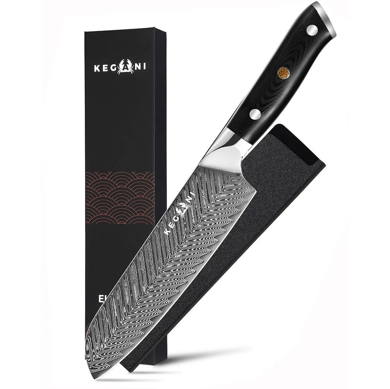 Kegani Santoku Knife 7 Inch Japanese Santoku Knife, 73 Layers AUS-10 Damascus Japanese Knife, FullTang G10 Handle Damascus Santoku Knife With Case & Sheath - Santoku Knife by China Dropship