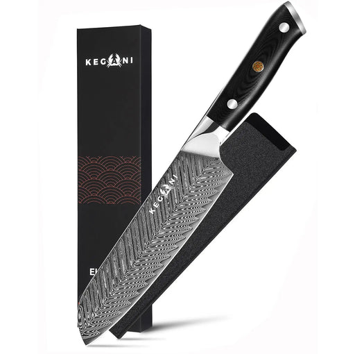 Kegani Santoku Knife 7 Inch Japanese Santoku Knife, 73 Layers AUS-10 Damascus Japanese Knife, FullTang G10 Handle Damascus Santoku Knife With Case & Sheath - Santoku Knife by China Dropship