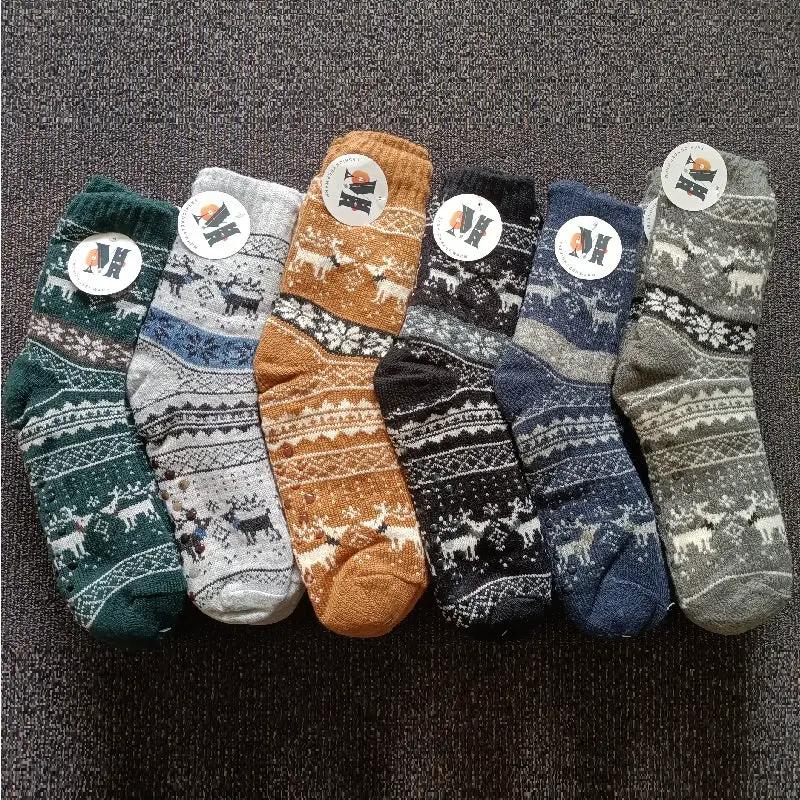 4 Pairs Mens Slipper Fuzzy Socks Winter Super Warm Soft Socks with Grippers by dealonline.co.nz
