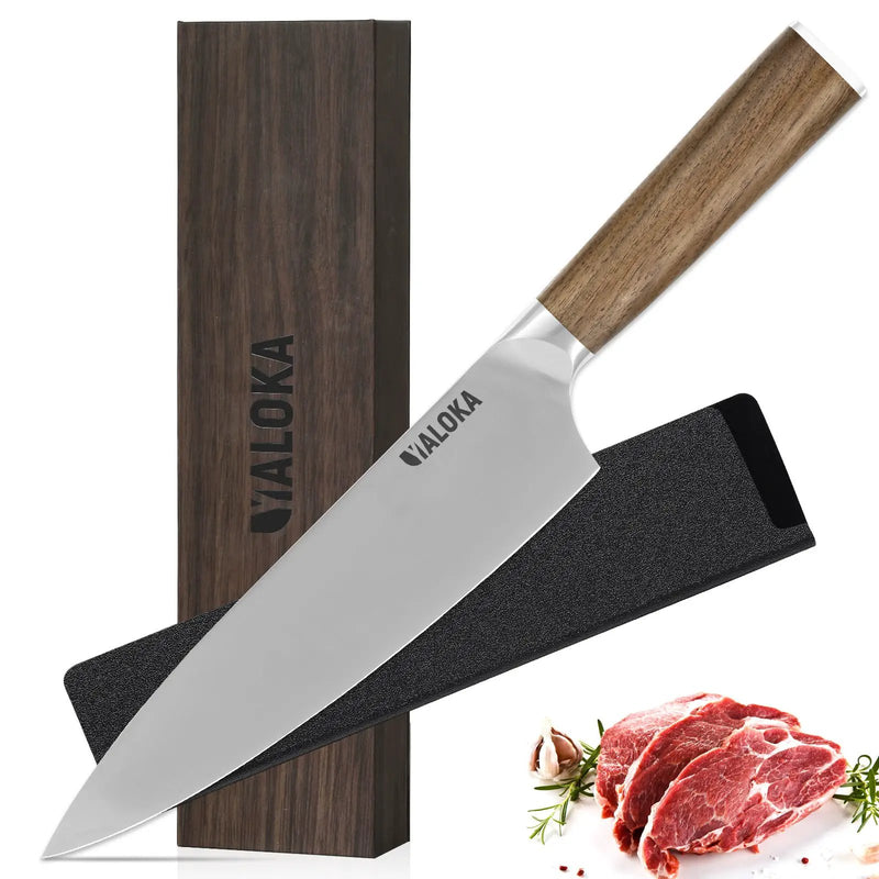 Chef Knife - 8-Inch Professional Japanese Kitchen Knife, Ultra Sharp Gyuto Knife Full Tang Ergonomic Natural Wood Handle, Cooking Knife With Gift Box - 8Inch Chef Knife by China Dropship