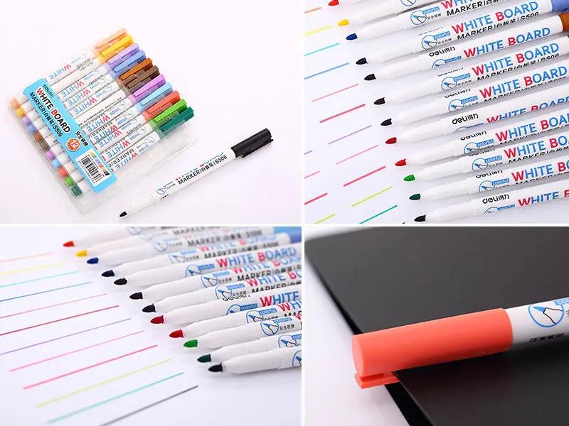 (12PCS/PACK) Whiteboard Marker Pen - Fine tip , Colourful by dealonline.co.nz