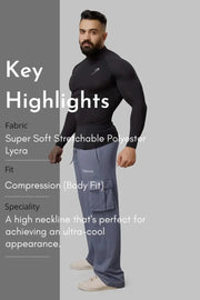 High Neck Compression Full Sleeves T-shirt Black by Fuaark Nz