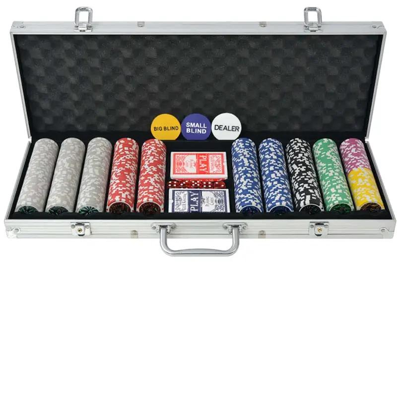 500pcs Clay Poker Chips & Sets High Quality Laser Chips Aluminium Case by dealonline.co.nz