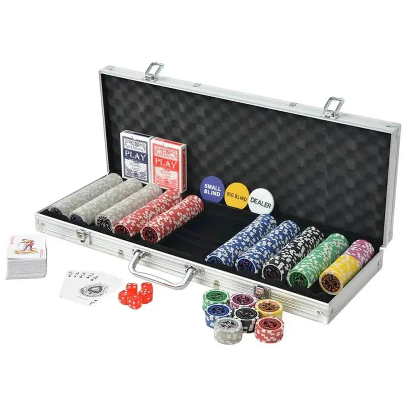 500pcs Clay Poker Chips & Sets High Quality Laser Chips Aluminium Case by dealonline.co.nz