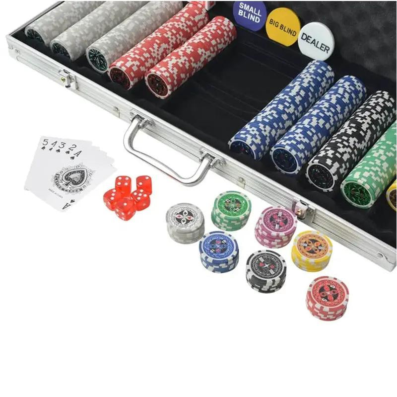 500pcs Clay Poker Chips & Sets High Quality Laser Chips Aluminium Case by dealonline.co.nz