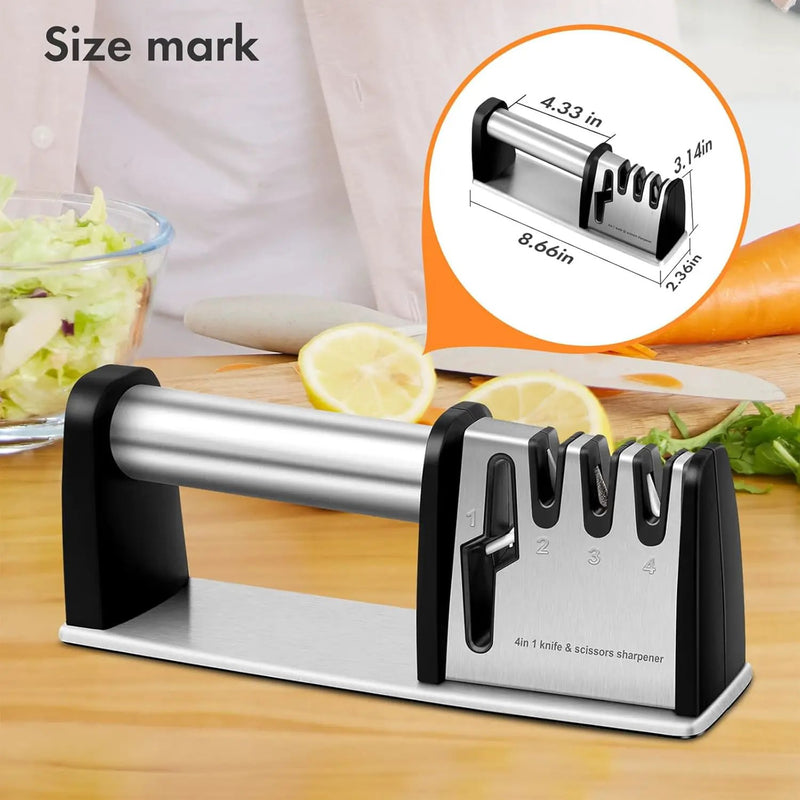 1pcs 4-in-1 Kitchen Blade And Scissor Sharpening Tool - Black by China Dropship
