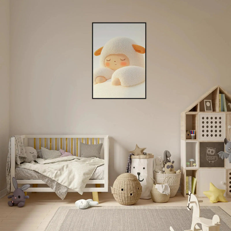 Fluffy Sheep Asleep by Blank Wall Print Shop