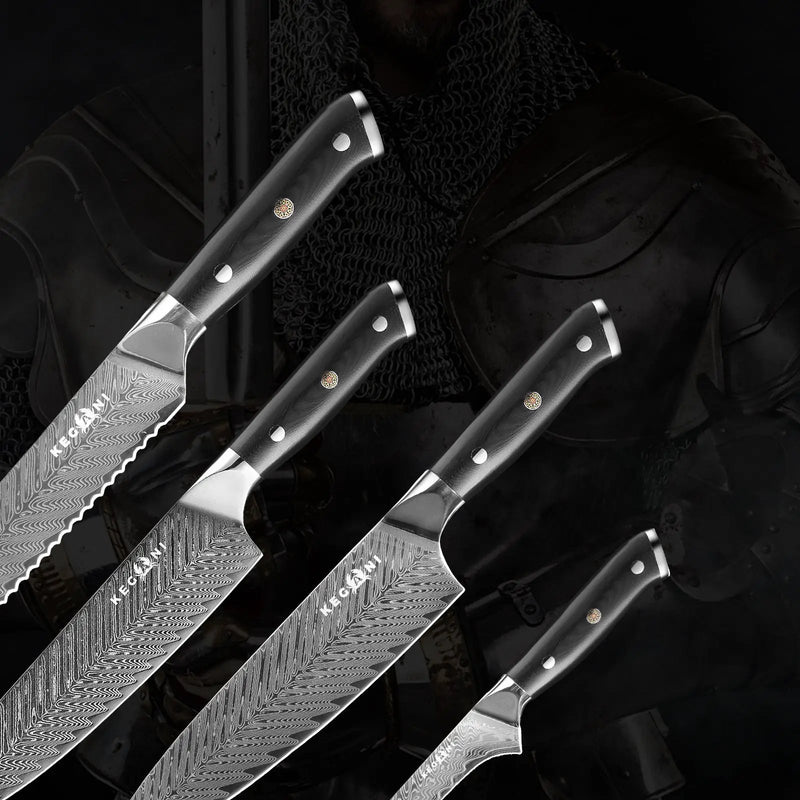 Kegani Meat Cleaver Knife 7 Inch - Damascus 73 Layers AUS-10 Steel Core Butcher Knife - G10 Handle Chinese Knife With Gift Box & Sheath - Meat Cleaver Knife-Silver Knight Series by China Dropship