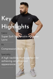 High Neck Compression T-shirt Black by Fuaark Nz