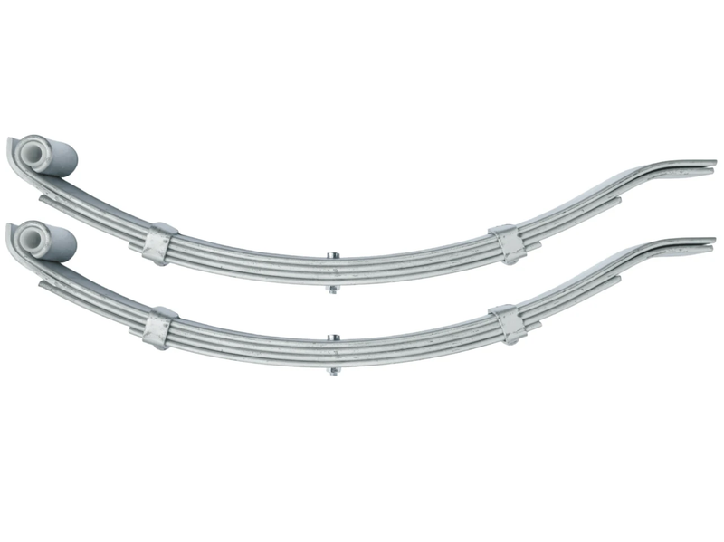 Trojan 4-Leaf Low Slipper Spring - 1000kg - 50mm wide - Pair displayed with spring components.