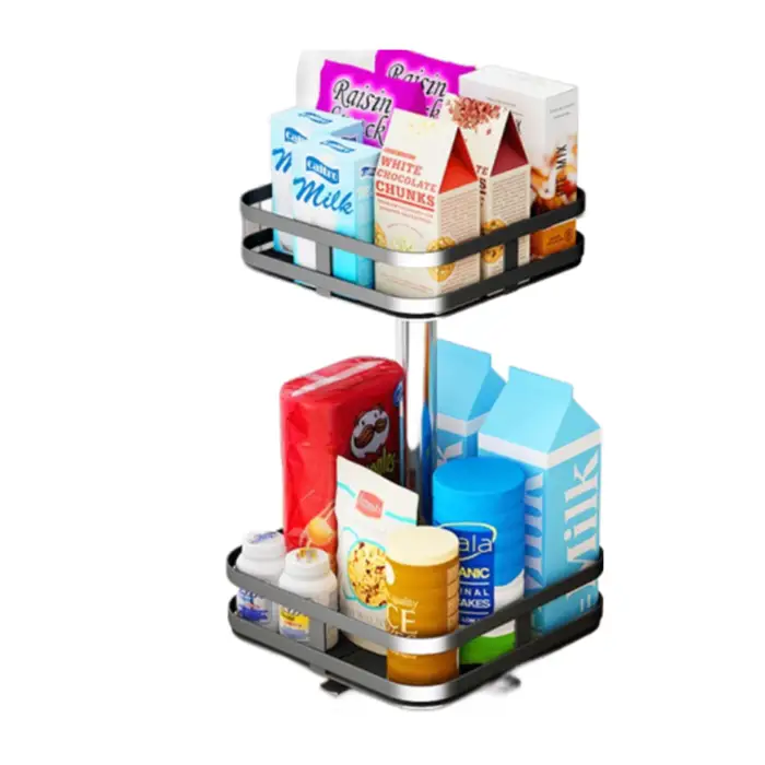 2 Tier Lazy Susan Rotating Spice Rack Kitchen Organiser Shelf by salelink.co.nz