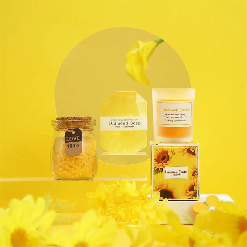 Aroma Sunflower Candle Bath Gift Box by Poppy Gifts