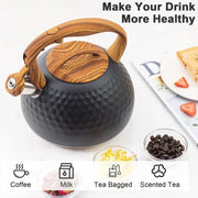 g8buynz g8buynz Whistling 304 Stainless Steel Diamond Pattern Tea Kettle with Wood Grain Handle Whistling 304 Stainless Steel Diamond Pattern Tea Kettle with Wood Grain Handle