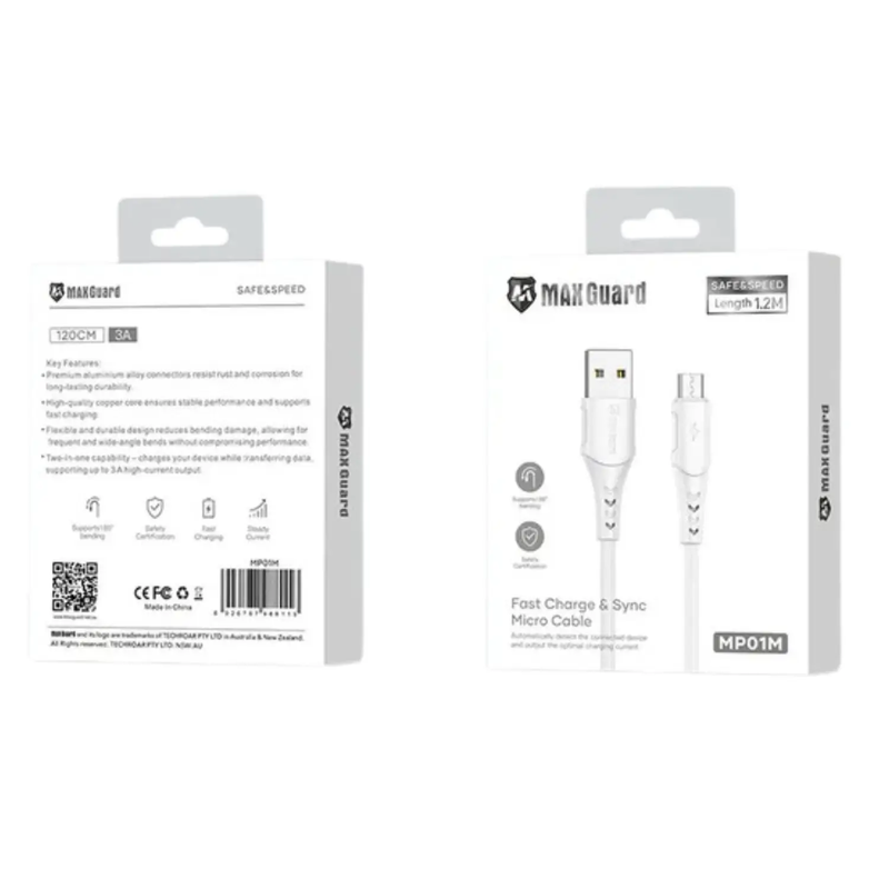 Maxguard 1.2m USB-A to Micro Cable MP01M by 9eight5
