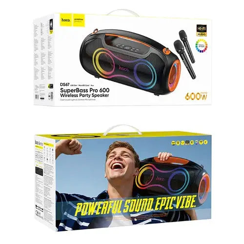 BroDeals Bluetooth Speaker 600W Bluetooth Party Speaker with 2 Wireless Microphones 600W Bluetooth Party Speaker with 2 Wireless Microphones