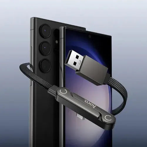Nylon Braided Zinc Alloy Charging Cable with Metallic Kick Stand USB A to USB C by BroDeals